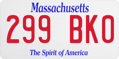 MA license plate 299BK0