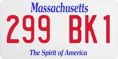 MA license plate 299BK1