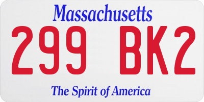 MA license plate 299BK2