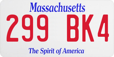 MA license plate 299BK4