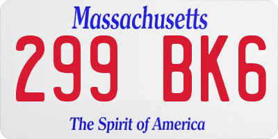 MA license plate 299BK6