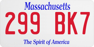 MA license plate 299BK7