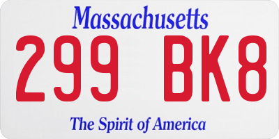 MA license plate 299BK8