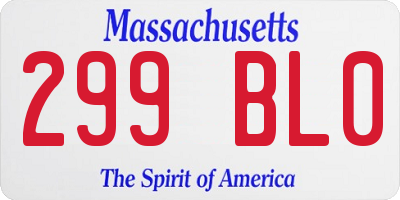 MA license plate 299BL0