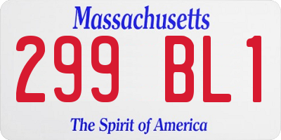 MA license plate 299BL1