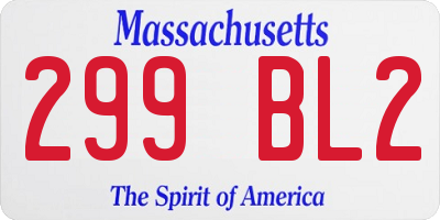MA license plate 299BL2