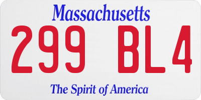 MA license plate 299BL4