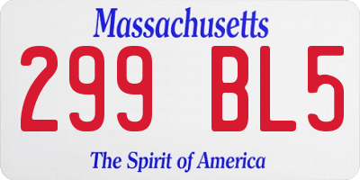 MA license plate 299BL5