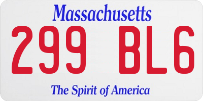MA license plate 299BL6