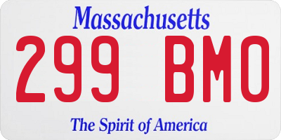 MA license plate 299BM0
