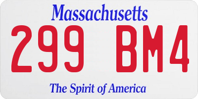 MA license plate 299BM4