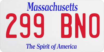 MA license plate 299BN0