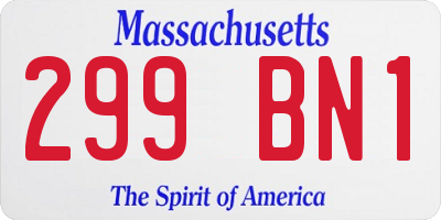 MA license plate 299BN1