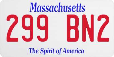 MA license plate 299BN2