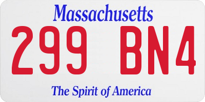 MA license plate 299BN4