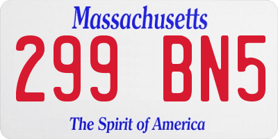MA license plate 299BN5