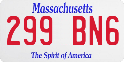MA license plate 299BN6