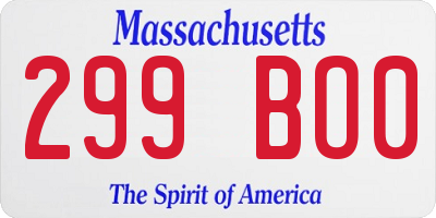 MA license plate 299BO0