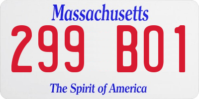 MA license plate 299BO1