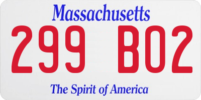 MA license plate 299BO2
