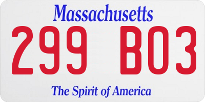 MA license plate 299BO3