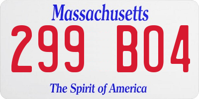 MA license plate 299BO4