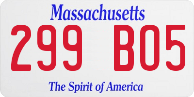 MA license plate 299BO5