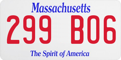 MA license plate 299BO6