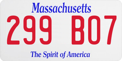 MA license plate 299BO7
