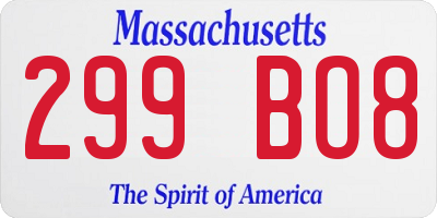 MA license plate 299BO8