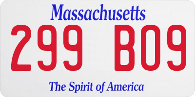 MA license plate 299BO9