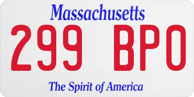 MA license plate 299BP0