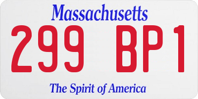 MA license plate 299BP1