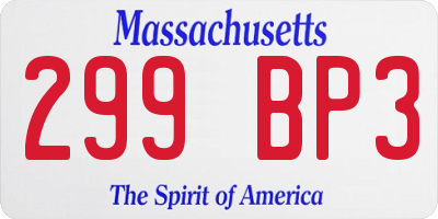 MA license plate 299BP3