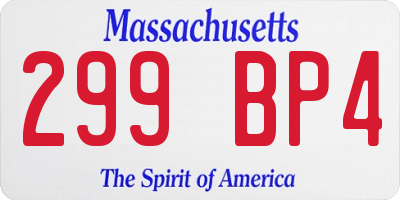 MA license plate 299BP4