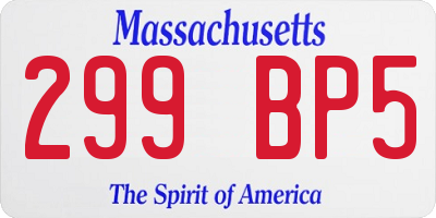 MA license plate 299BP5