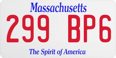 MA license plate 299BP6