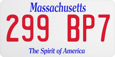 MA license plate 299BP7