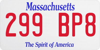 MA license plate 299BP8