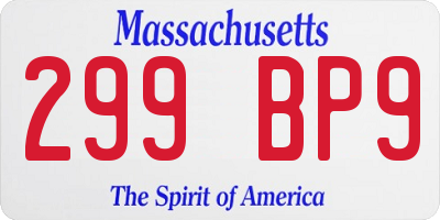 MA license plate 299BP9