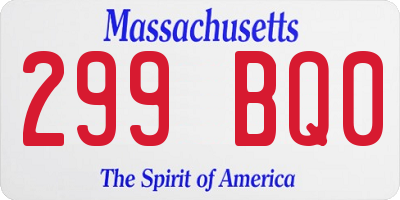 MA license plate 299BQ0
