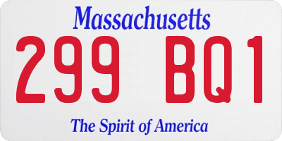 MA license plate 299BQ1
