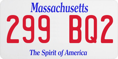 MA license plate 299BQ2