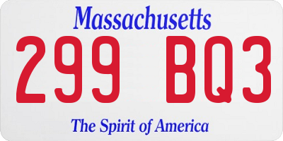 MA license plate 299BQ3