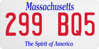 MA license plate 299BQ5