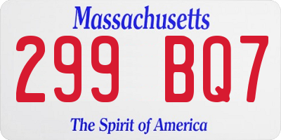 MA license plate 299BQ7