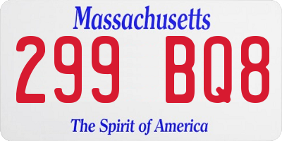 MA license plate 299BQ8