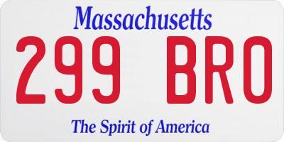 MA license plate 299BR0