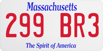 MA license plate 299BR3