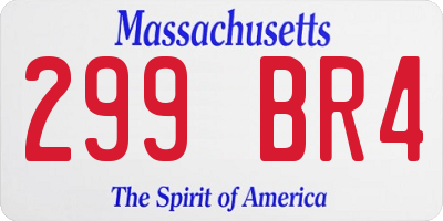 MA license plate 299BR4